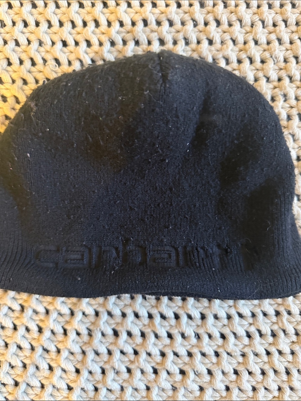 Carhartt Black Embroidered Cuffless Knit Hat